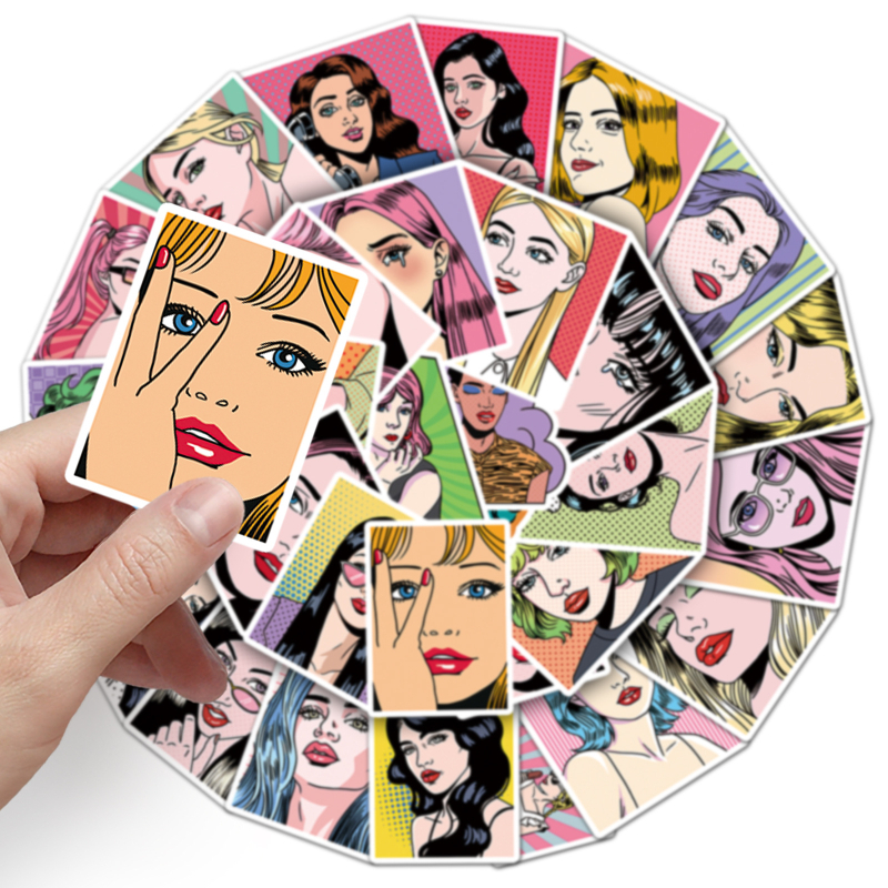 Vodootporan set naljepnica s Pop Art grafitima za futrolu telefona i prtljagu, 50 dizajna, Originalna serija, 30 g po komadu