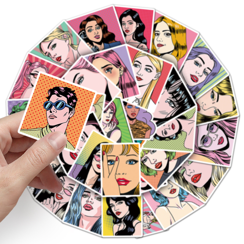 Vodootporan set naljepnica s Pop Art grafitima za futrolu telefona i prtljagu, 50 dizajna, Originalna serija, 30 g po komadu