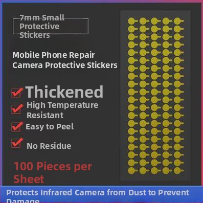 Ochranný film pre prednú aj zadnú kameru, prachotesný lepiaci štít, zosilnený, odolný voči vysokým teplotám, jeden list s 100 nálepkami