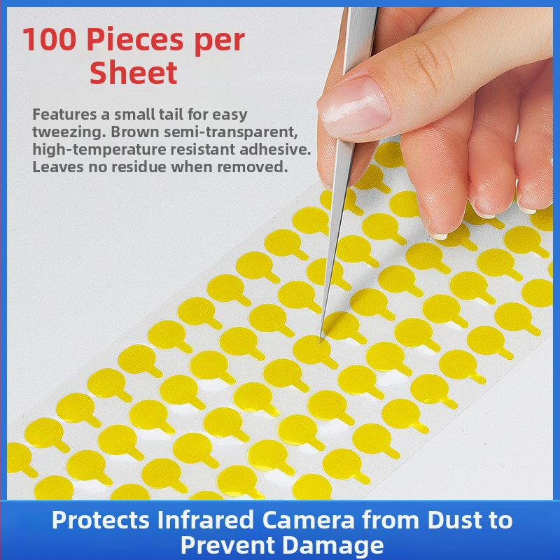 Ochranný film pre prednú aj zadnú kameru, prachotesný lepiaci štít, zosilnený, odolný voči vysokým teplotám, jeden list s 100 nálepkami