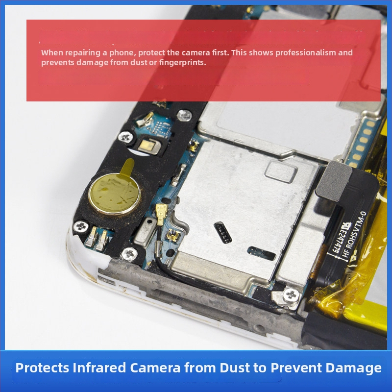 Ochranný film pre prednú aj zadnú kameru, prachotesný lepiaci štít, zosilnený, odolný voči vysokým teplotám, jeden list s 100 nálepkami