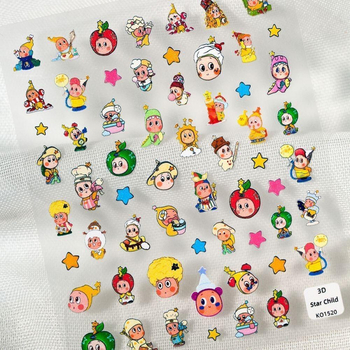 Стикер за маникюр – 3D релеф със звезди в карикатурен стил за DIY украса на телефонен кейс (Пластмаса; Карикатурен модел; Прост стил; За обикновени потребители)