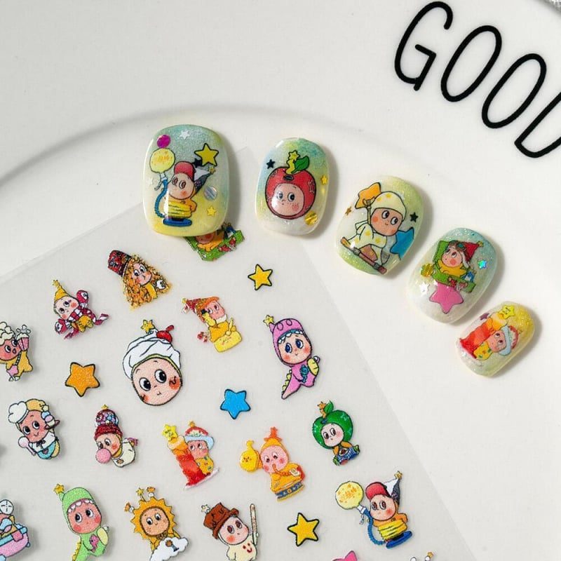 Стикер за маникюр – 3D релеф със звезди в карикатурен стил за DIY украса на телефонен кейс (Пластмаса; Карикатурен модел; Прост стил; За обикновени потребители)