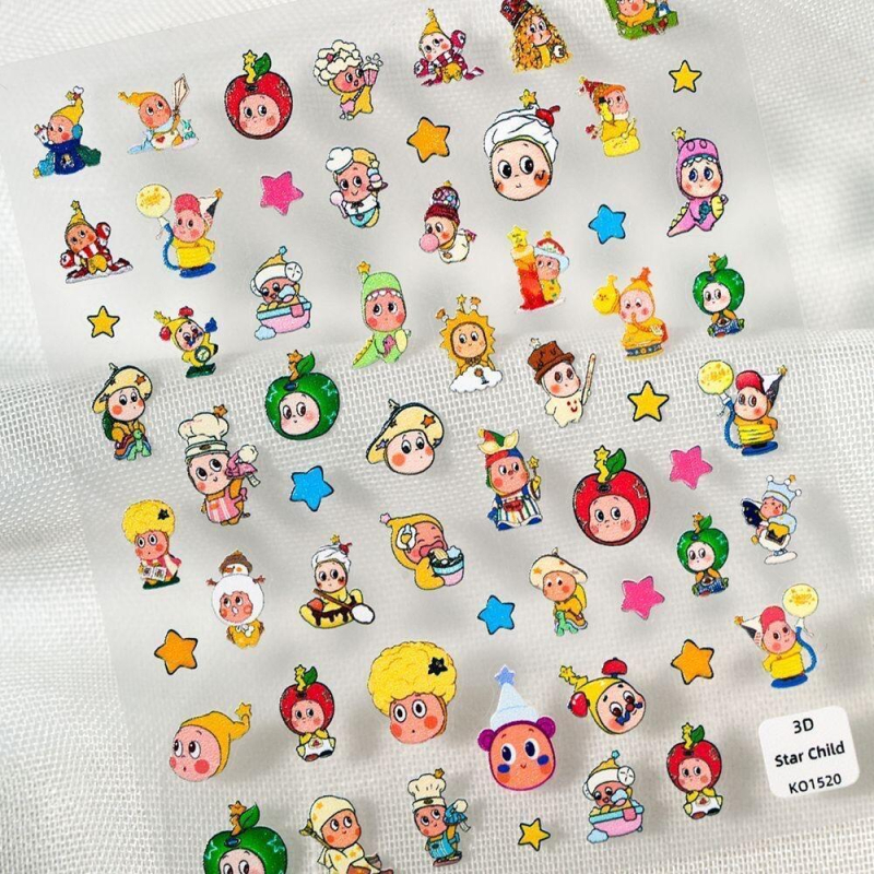 Стикер за маникюр – 3D релеф със звезди в карикатурен стил за DIY украса на телефонен кейс (Пластмаса; Карикатурен модел; Прост стил; За обикновени потребители)