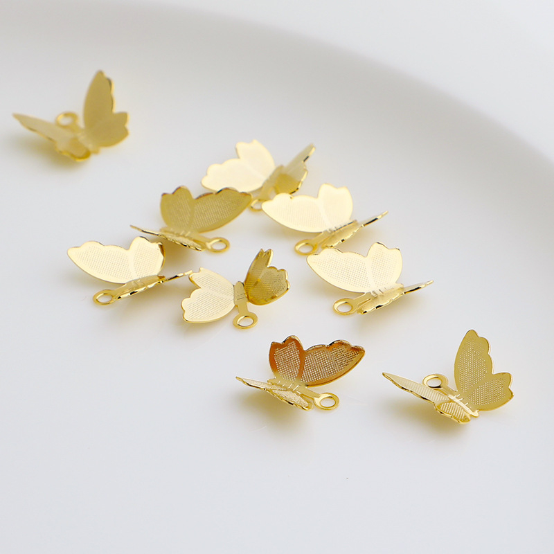Accesorii pentru bijuterii DIY – pandantiv tridimensional de fluture pentru brățară și colier, aliaj; placare aur sau argint; acoperire în vid; stil INS; stil personalizat; iarna 2025