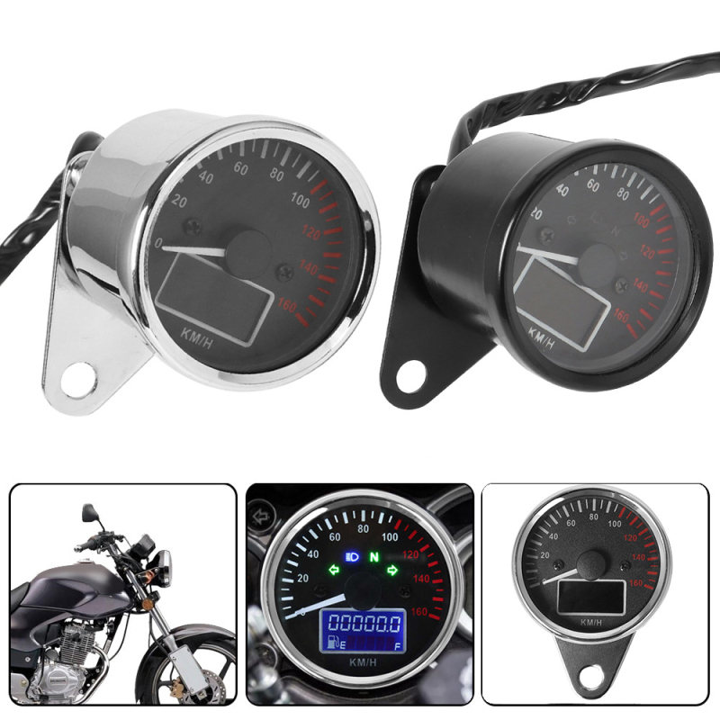 Ansamblu de instrumente pentru motocicletă: design retro modificat, odometru mecanic, afișaj LCD, indicator de combustibil multifuncțional, universal