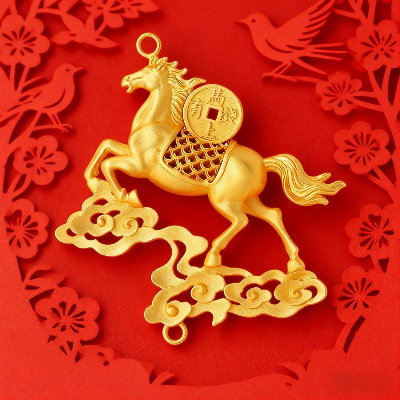 DIY Bakreni privjesak za auto s resicama – Motiv: Kon koji hoda po letećoj lastavici, Originalni dizajn (DIY Accessories, Copper, Electroplating, Pattern: Horse Treading on a Flying Swallow, Original Design)
