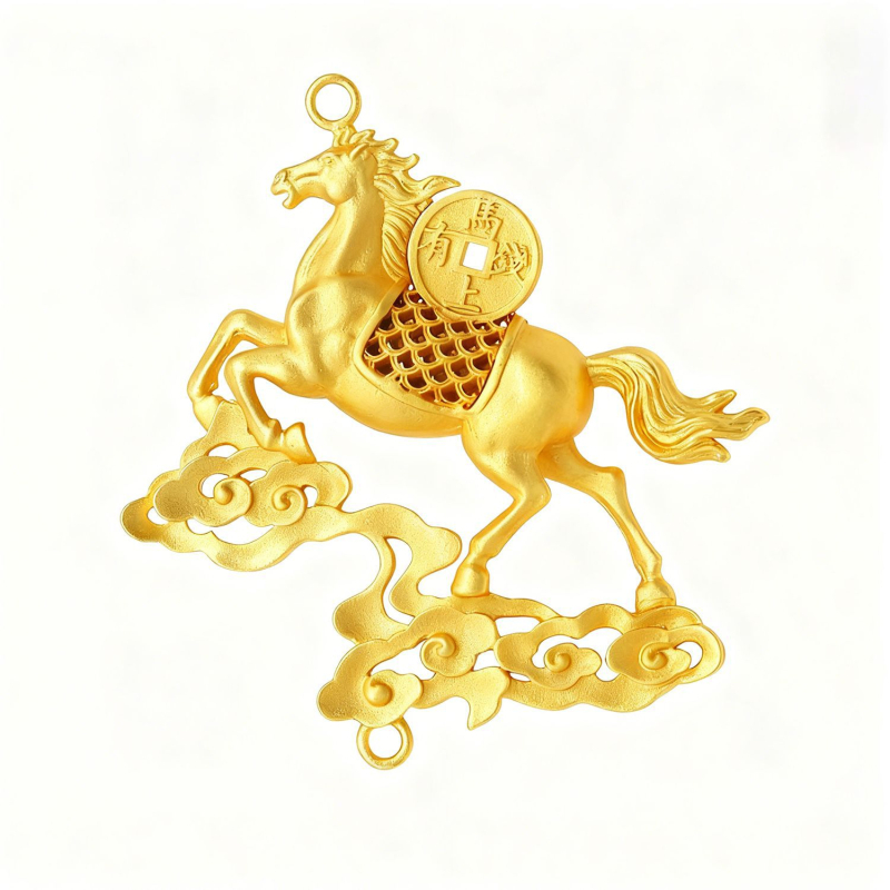 DIY Bakreni privjesak za auto s resicama – Motiv: Kon koji hoda po letećoj lastavici, Originalni dizajn (DIY Accessories, Copper, Electroplating, Pattern: Horse Treading on a Flying Swallow, Original Design)