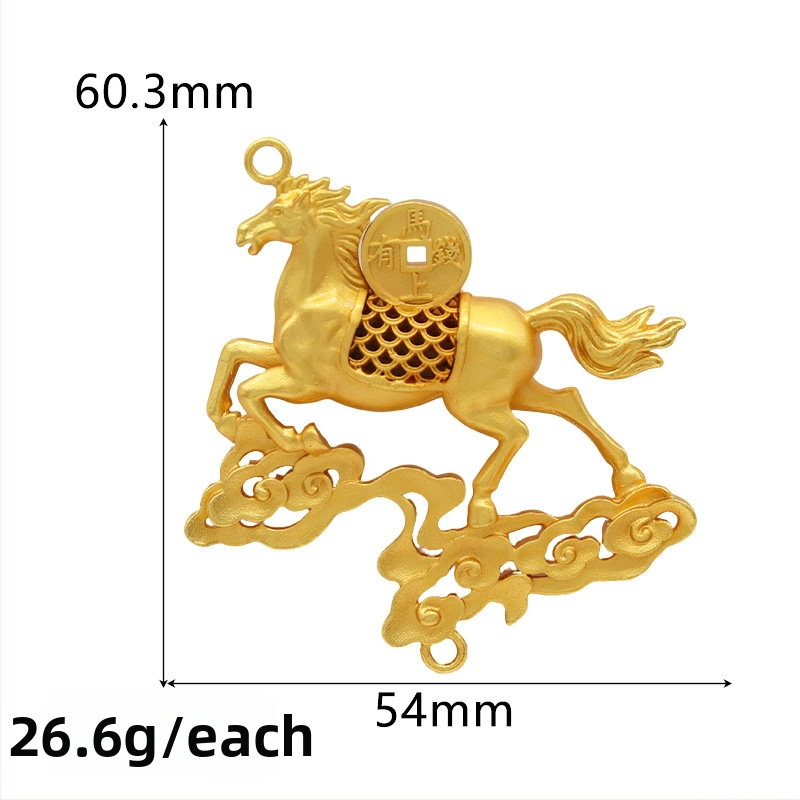 DIY Bakreni privjesak za auto s resicama – Motiv: Kon koji hoda po letećoj lastavici, Originalni dizajn (DIY Accessories, Copper, Electroplating, Pattern: Horse Treading on a Flying Swallow, Original Design)
