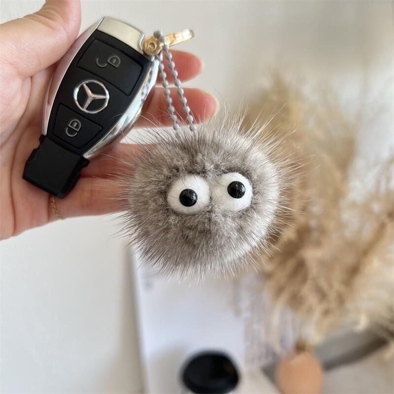 Kljucni lančić za auto s pravom norkom dlakom, plišani dodatak za ruksak, influencer stil, uzorak životinja (medvjed/ svinja/ malo životinja), polu ručna izrada, jesen 2023