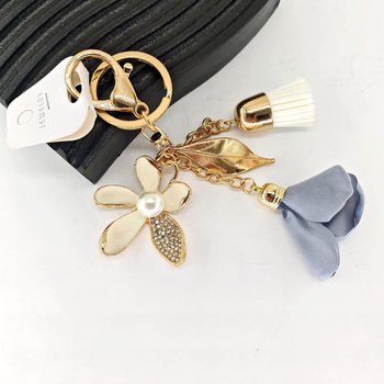 Breloc cu frunze florale și ciucuri pentru genți și mașini — aliaj, placare electroplatină, formă: pandantiv pentru bagaje, stil: fashion pentru purtare zilnică