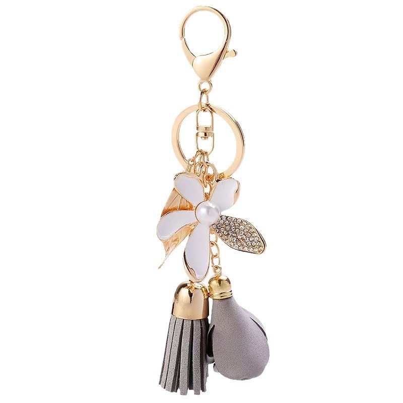 Breloc cu frunze florale și ciucuri pentru genți și mașini — aliaj, placare electroplatină, formă: pandantiv pentru bagaje, stil: fashion pentru purtare zilnică
