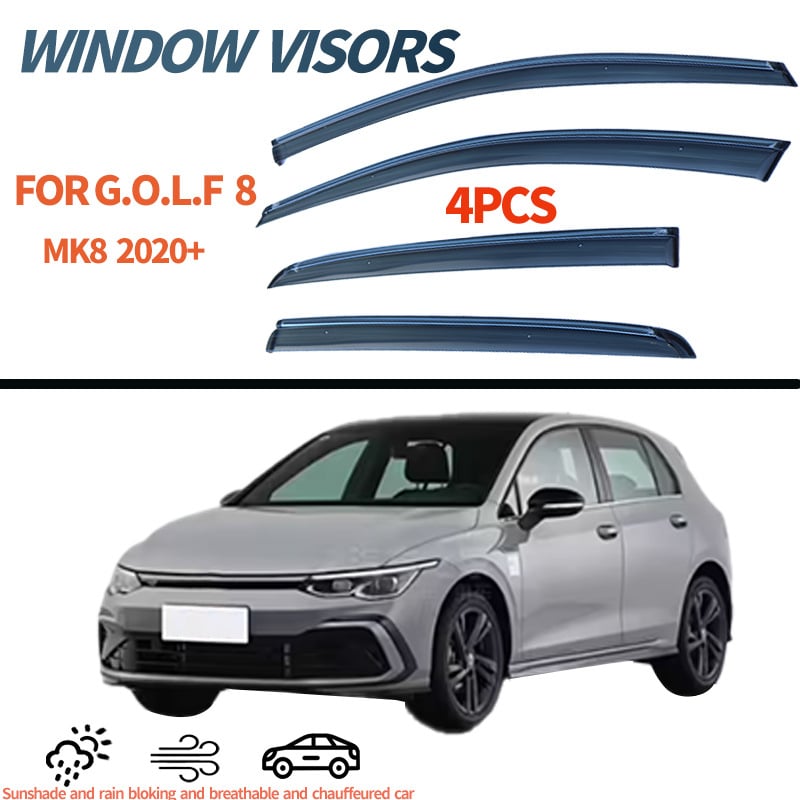 Дъждобран за VW Golf 8 MK8 2020+, от PC материал, монтаж без разрушаване със специално лепило и закопчалка, комплект 4 бр.