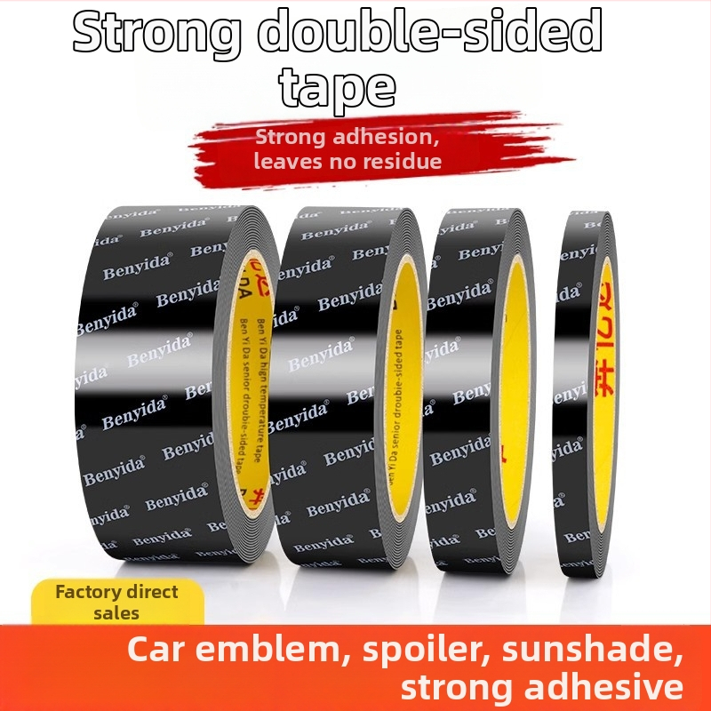 Automobilová dvojstranná lepiaca páska s vysokou viskozitou, odolná vysokým teplotám, vodeodolná, na montáž na zadné krídlo, dažďový oblúk a zadné označenie. Základný materiál: nanometerový film; značka: Yida.