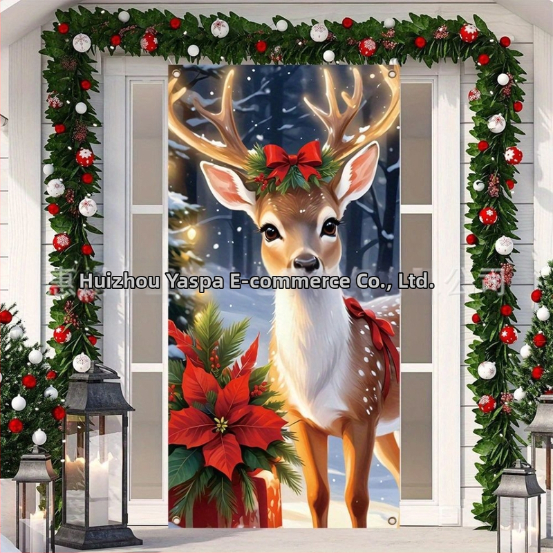 Textilné pozadie pre vianočné fotenie s jeleňom - Polyester, 140 g, na scénické snímky