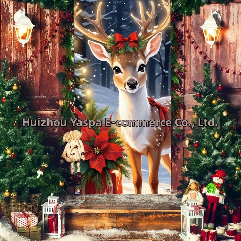 Textilné pozadie pre vianočné fotenie s jeleňom - Polyester, 140 g, na scénické snímky