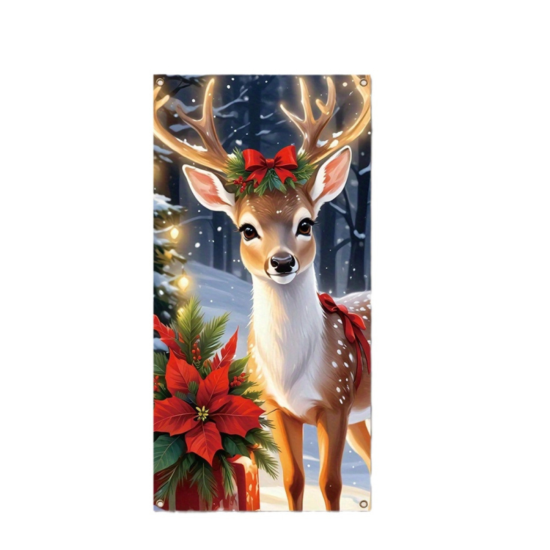 Textilné pozadie pre vianočné fotenie s jeleňom - Polyester, 140 g, na scénické snímky