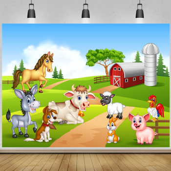 Fundal din vinil pentru fotografia copiilor, lățime 1.5 m × înălțime 1 m, potrivit pentru ședințe foto în decor, temă Ziua de naștere și animale mici