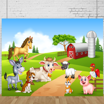 Fundal din vinil pentru fotografia copiilor, lățime 1.5 m × înălțime 1 m, potrivit pentru ședințe foto în decor, temă Ziua de naștere și animale mici