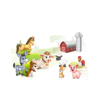 Fundal din vinil pentru fotografia copiilor, lățime 1.5 m × înălțime 1 m, potrivit pentru ședințe foto în decor, temă Ziua de naștere și animale mici