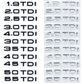 Audi TDI logotip slovima i oznakom zapremnine motora — dekorativna naljepnica za karoseriju za Audi modele A1, A3, A5, A4L, A6L, 8x3 cm