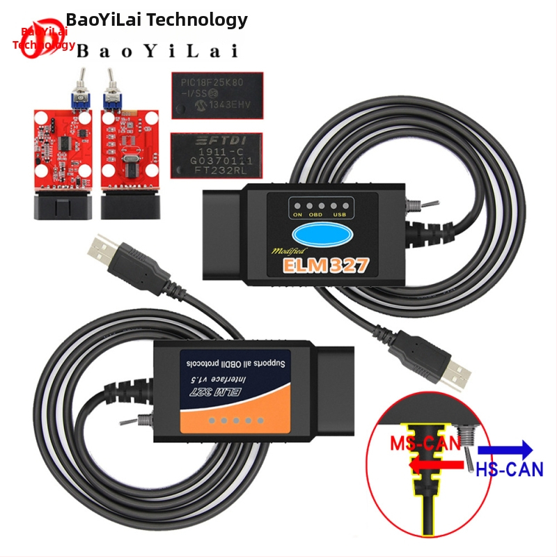 OBD-II USB diagnostický kábel ELM327 pre Ford Focus – FT232RL, FoCCCus model, 9–16V, 20–80°C