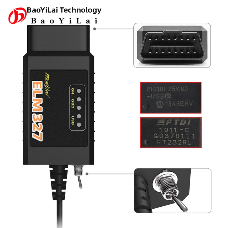 OBD-II USB diagnostický kábel ELM327 pre Ford Focus – FT232RL, FoCCCus model, 9–16V, 20–80°C