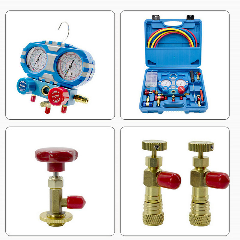 ZS-1003 Manometru cu diafragmă pentru climatizare auto, set cu două manometre, conectare filet, diametru nominal 70 mm, intervale de presiune: înalt 0-35 și jos 1-18.
