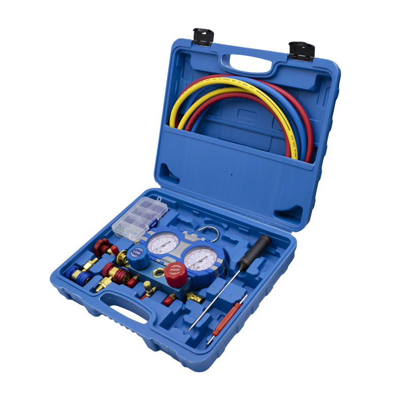 ZS-1003 Manometru cu diafragmă pentru climatizare auto, set cu două manometre, conectare filet, diametru nominal 70 mm, intervale de presiune: înalt 0-35 și jos 1-18.