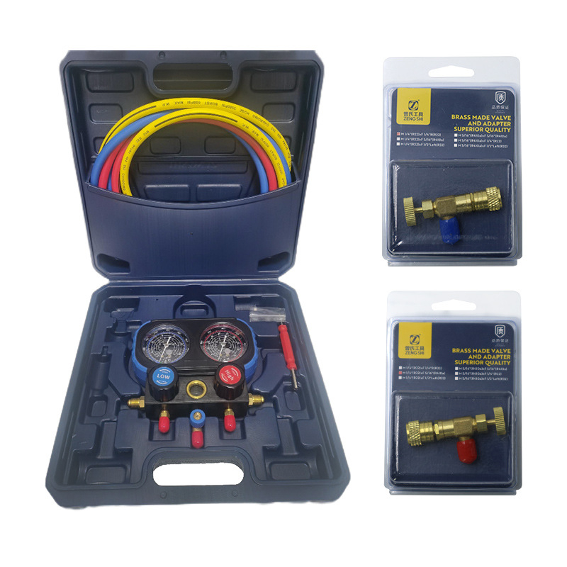 ZS-1003 Manometru cu diafragmă pentru climatizare auto, set cu două manometre, conectare filet, diametru nominal 70 mm, intervale de presiune: înalt 0-35 și jos 1-18.