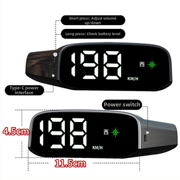 Automobilný solárny HUD displej - LCD HUD displej, GPS vstup, solárne napájanie, ABS+PC materiál, hmotnosť 0,15 kg