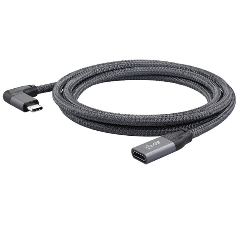 Type-C странично огънат удължителен кабел USB 3.1 Data, PD бързо зареждане, дължина 0.5–5 м, 100W макс