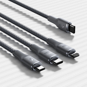 Romoss три в едно кабел за данни с бързо зареждане – Lightning, Micro USB и Type-C, 3-в-1 конектори, PC+ABS материал, макс. изход 100