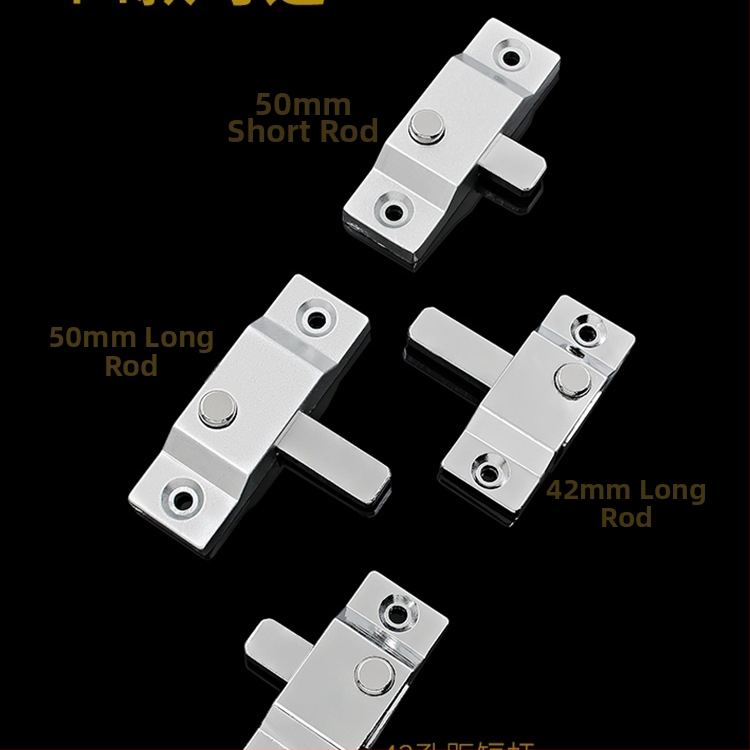 Posuvná dverová zámka s hrubším pružinovým kolíkom, univerzálna kompatibilita, stredový zámok proti vlámaniu, model 985