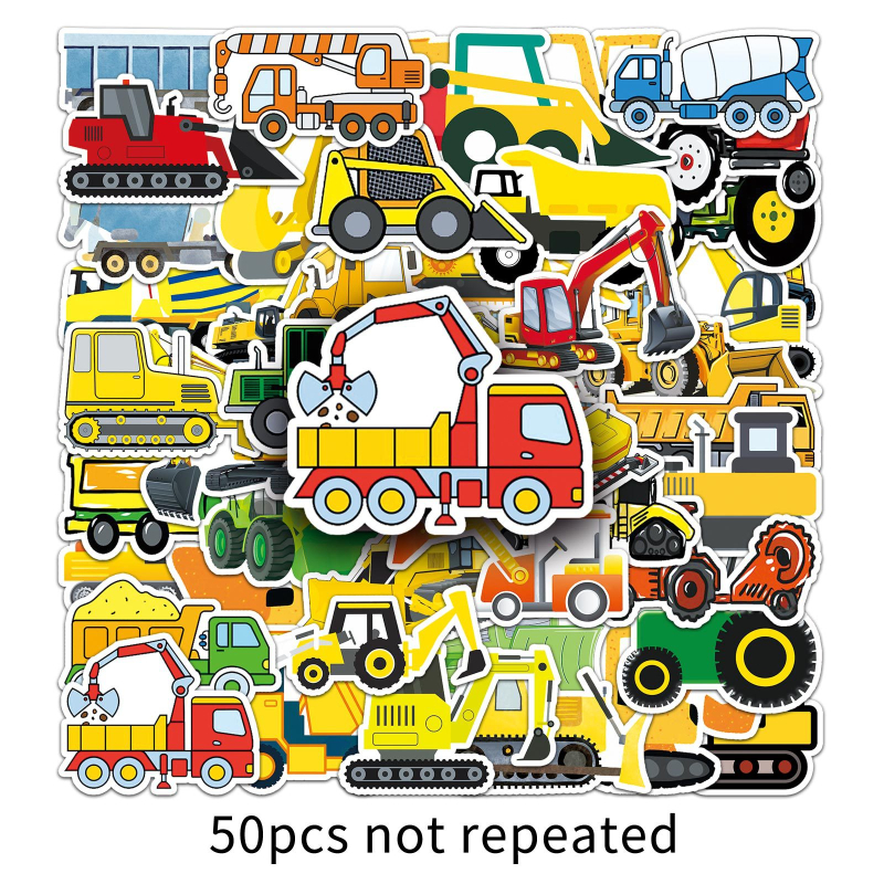 Set od 50 naljepnica s inženjerskim vozilima – karikature za skuter, prtljagu, prijenosno računalo, auto i motocikl. Marka Li Lei; samoljepljivo: Da; Proces: tisak, offset tisak; Težina po komadu: 30 g; Stil: Lovable wind