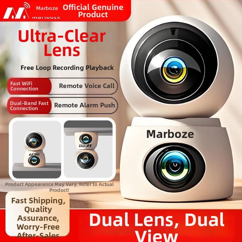 Belső vezeték nélküli kettős kamera rendszer, 4G, éjszakai látás, WiFi, 360° panoráma, távoli hozzáférés