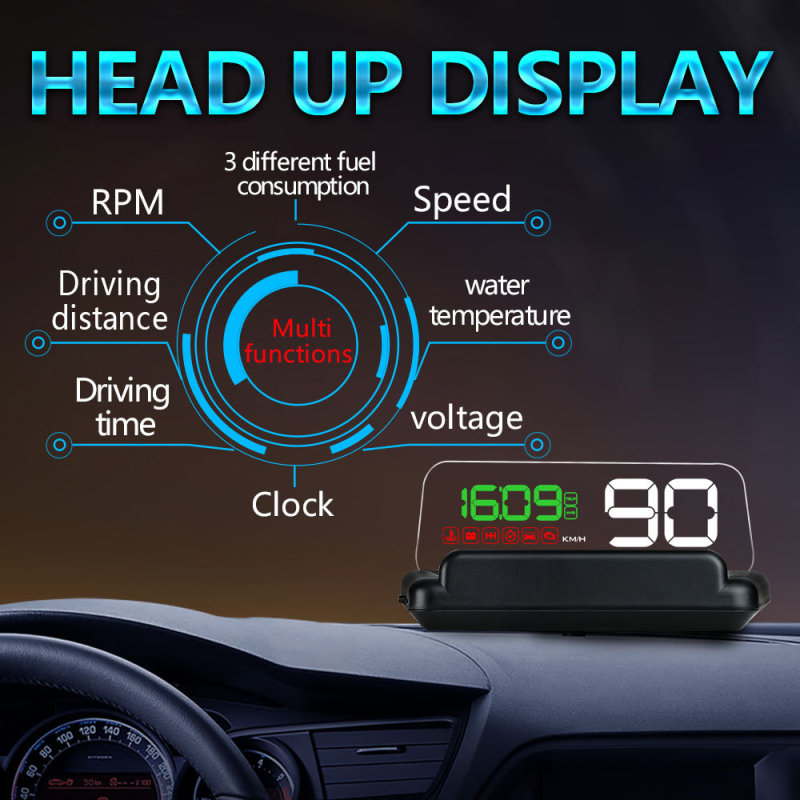 Afișaj HUD pentru mașină, universal, HD inteligent, model C-500, intrare OBD2, alimentare prin interfața OBD, ABS și PC