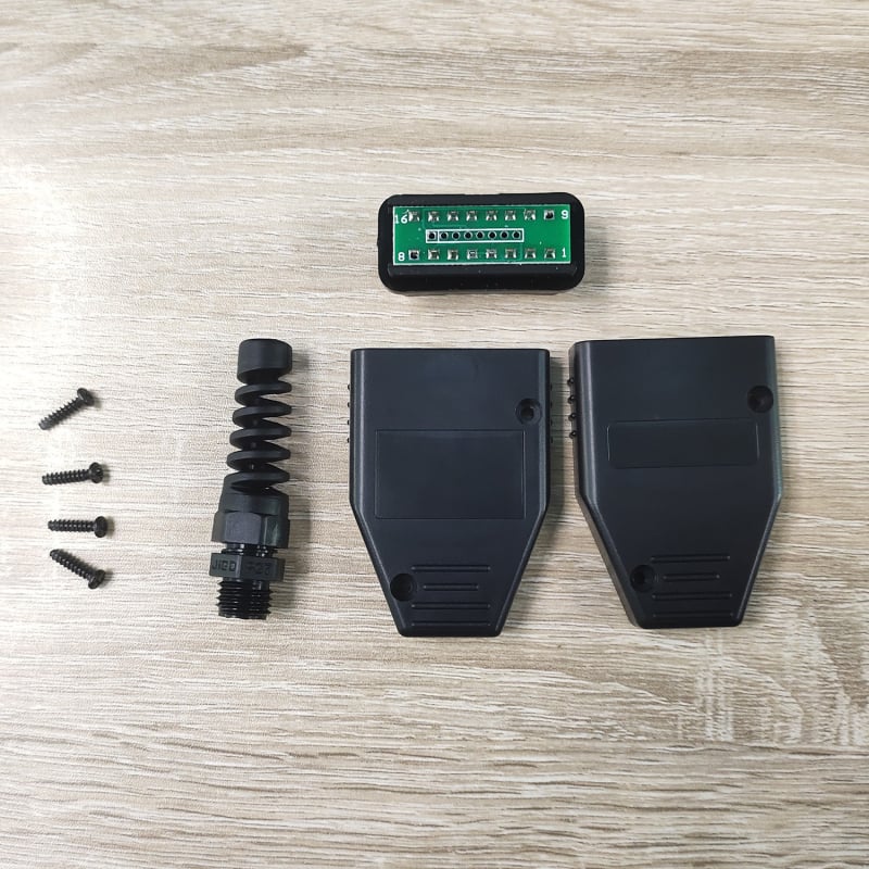 Conector OBD2 de diagnoză auto 16 pini, model OOBD16P, 12V, 20-60°C