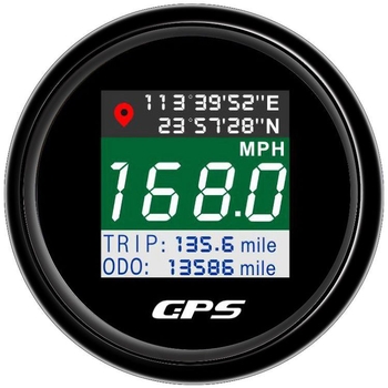 Speedometer GPS pentru mașini, camioane, nave și ambarcațiuni | Model DYZK-1012, 12V/24V universal, oțel inoxidabil 316 + ABS, 105 g