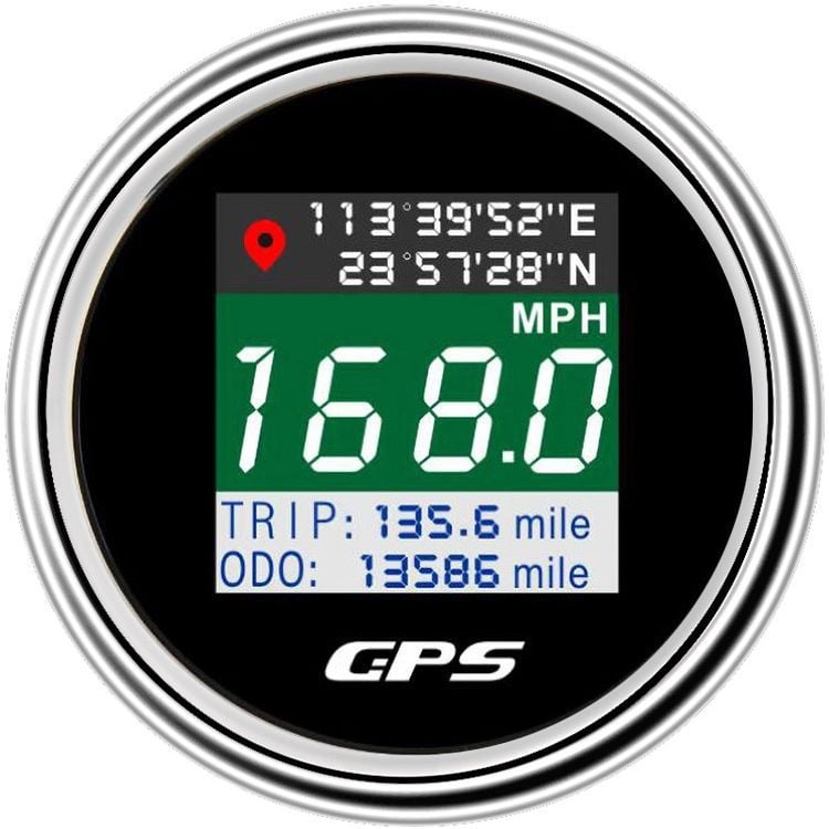 Speedometer GPS pentru mașini, camioane, nave și ambarcațiuni | Model DYZK-1012, 12V/24V universal, oțel inoxidabil 316 + ABS, 105 g