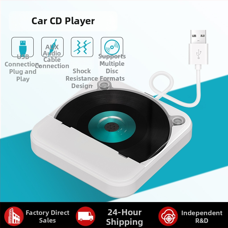 Autó CD lejátszó KC-606, CD lejátszás, 5V, ABS ház, tálcás lemezbetöltő mechanizmus