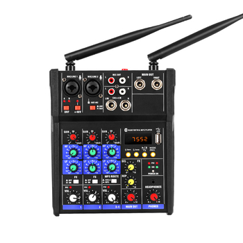 Mixer cu 2 canale cu amplificator încorporat și Bluetooth, sistem microfon KTV, bandă de frecvențe 100 Hz–20 kHz, SNR ≥70 dB