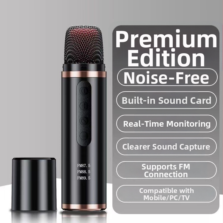 Bezdrôtový automobilový karaoke mikrofón, model Q1 — Bluetooth 5.0, vstavaná batéria 300–500 mAh, frekvenčný rozsah 100 Hz–20 kHz, SNR ≥85 dB