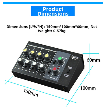 8-kanálový mixér Mix428 s mikrofónovým reverberátorom, rozšírenie mikrofónu, 6,5 mm rozhranie, napájanie 12V, model 4/8