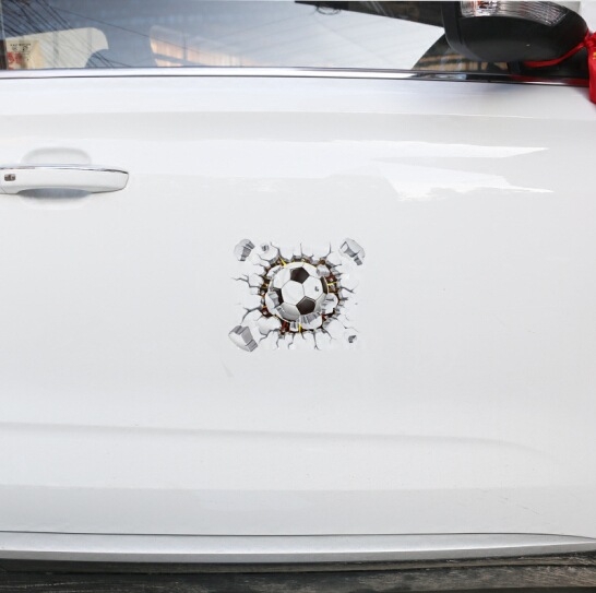 Autocolant auto 3D cu temă fotbal, desen animat, aderență puternică, potrivit pentru mașină