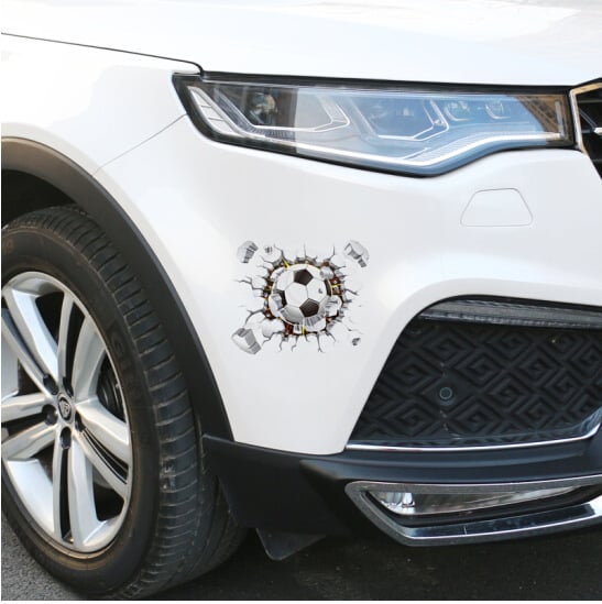 Autocolant auto 3D cu temă fotbal, desen animat, aderență puternică, potrivit pentru mașină