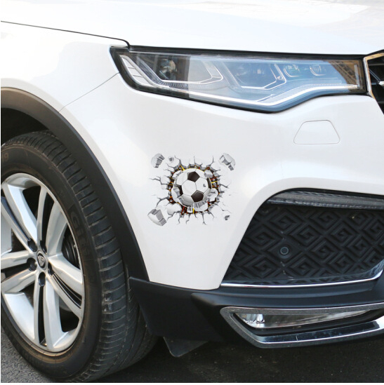 Autocolant auto 3D cu temă fotbal, desen animat, aderență puternică, potrivit pentru mașină