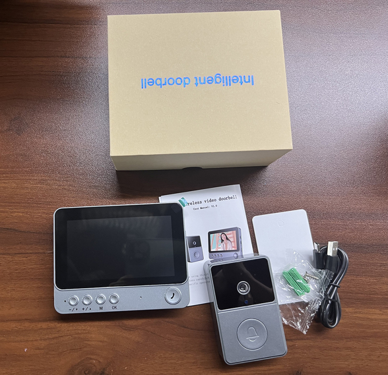 Video zvono za vrata s ugrađenom baterijom, bežična veza 2,4G, HD noćni prikaz, interkom i unutarnji zvučnik, niska potrošnja energije