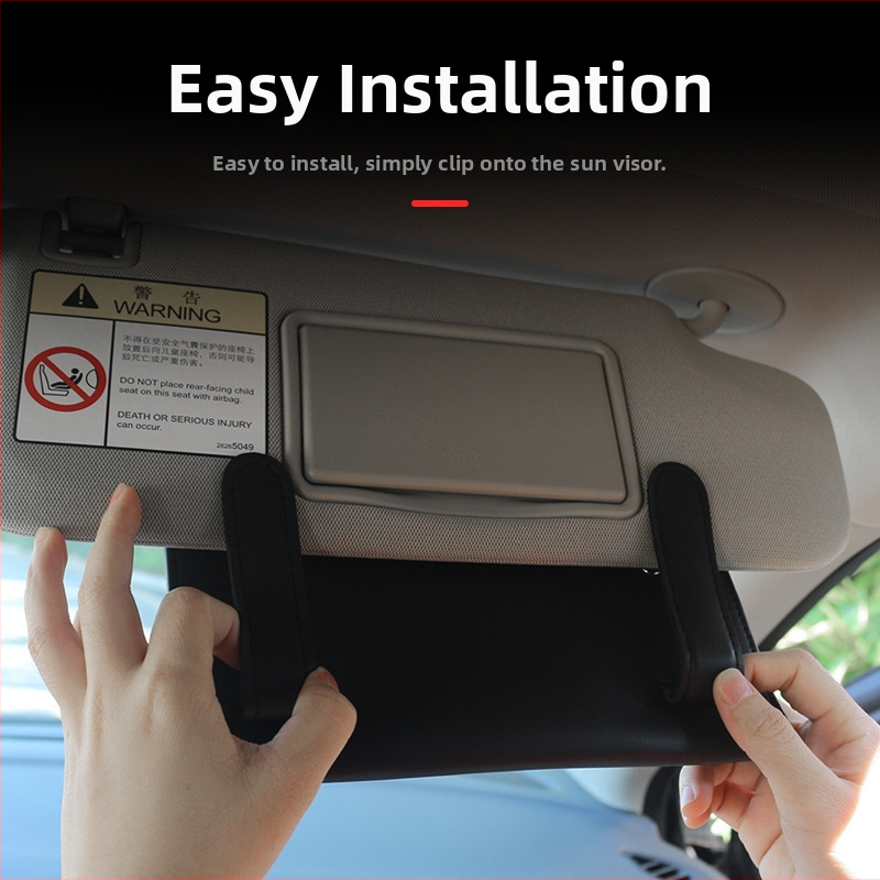 Kožená vreckovková schránka do auta so zavesiteľným vreckom na vreckovky, určená pre slnečník a sedadlá — Guo Wei, 3-ročná životnosť