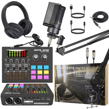 Kétcsatornás 48V keverő beépített hangkártyával — SX10 ZX320 vezeték nélküli mikrofon készlet mobil élő közvetítéshez